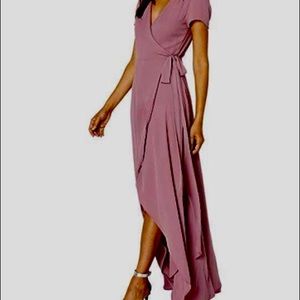W.A.Y.F. Zoey Short sleeve wrap Dress in Mauve